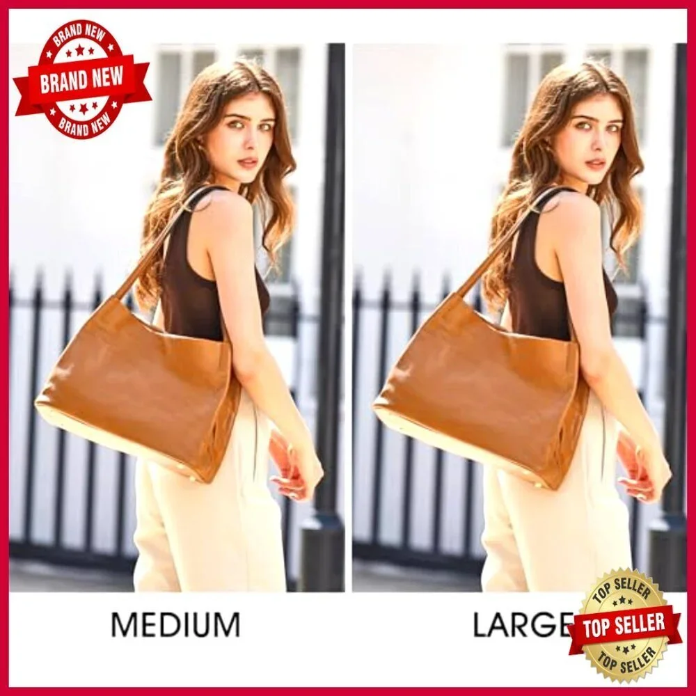 Large Top Grain Leather Tote Bag Hobo Purse with Magnetic Closure